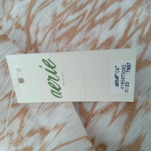 Aerie Boho Crochet Ruffle Trim Cape Orange White Size Small NWT Oversized - Picture 5 of 7